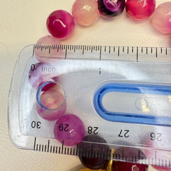 Kenneth Jay Lane Agate Bead Hammered Coin Stretch Bracelet - Picture 5 of 10